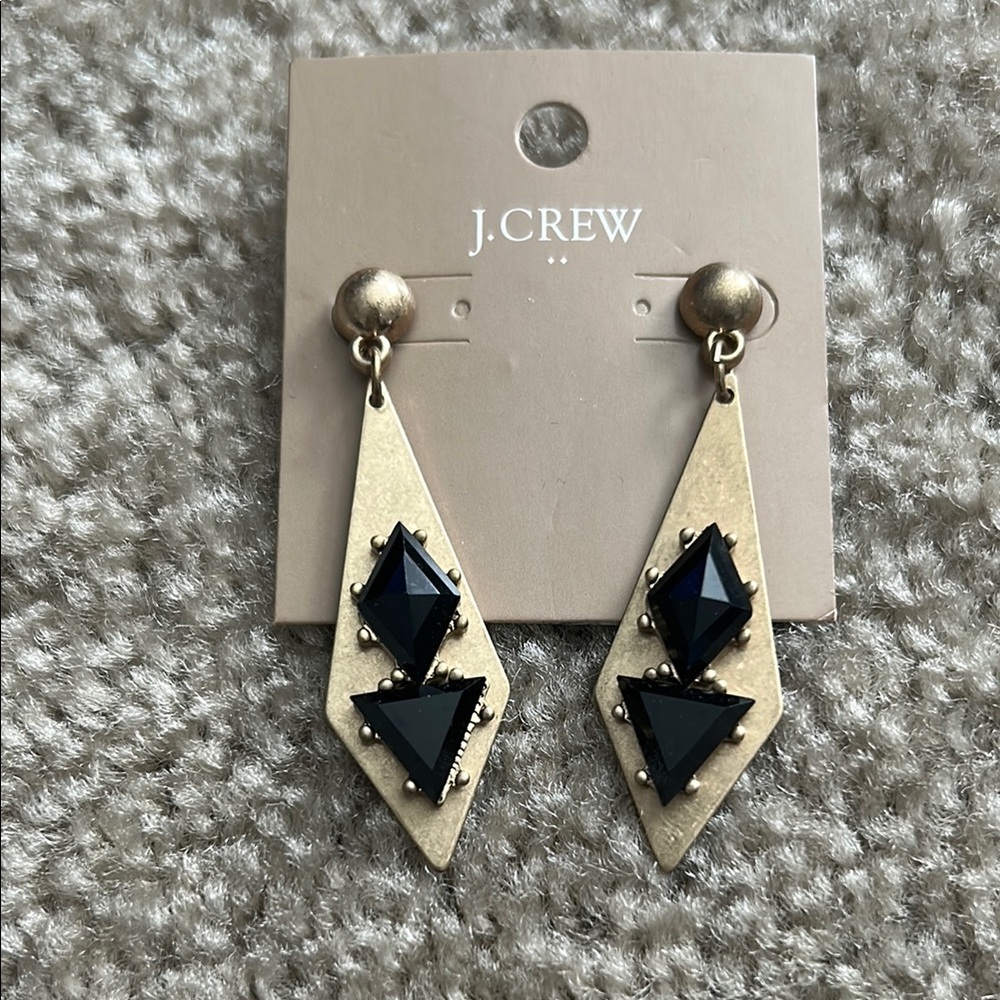 J. Crew Gold and Black Geometric Earrings